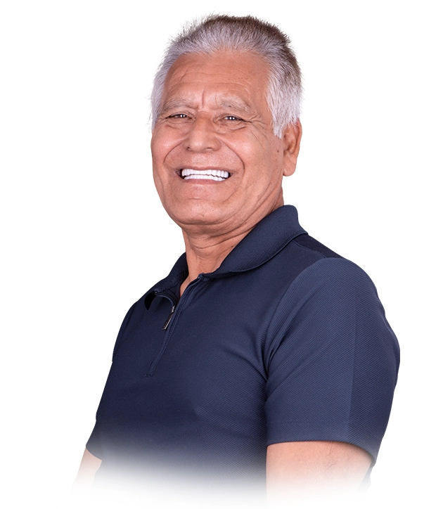 male candidate 3 on 6 dental implants